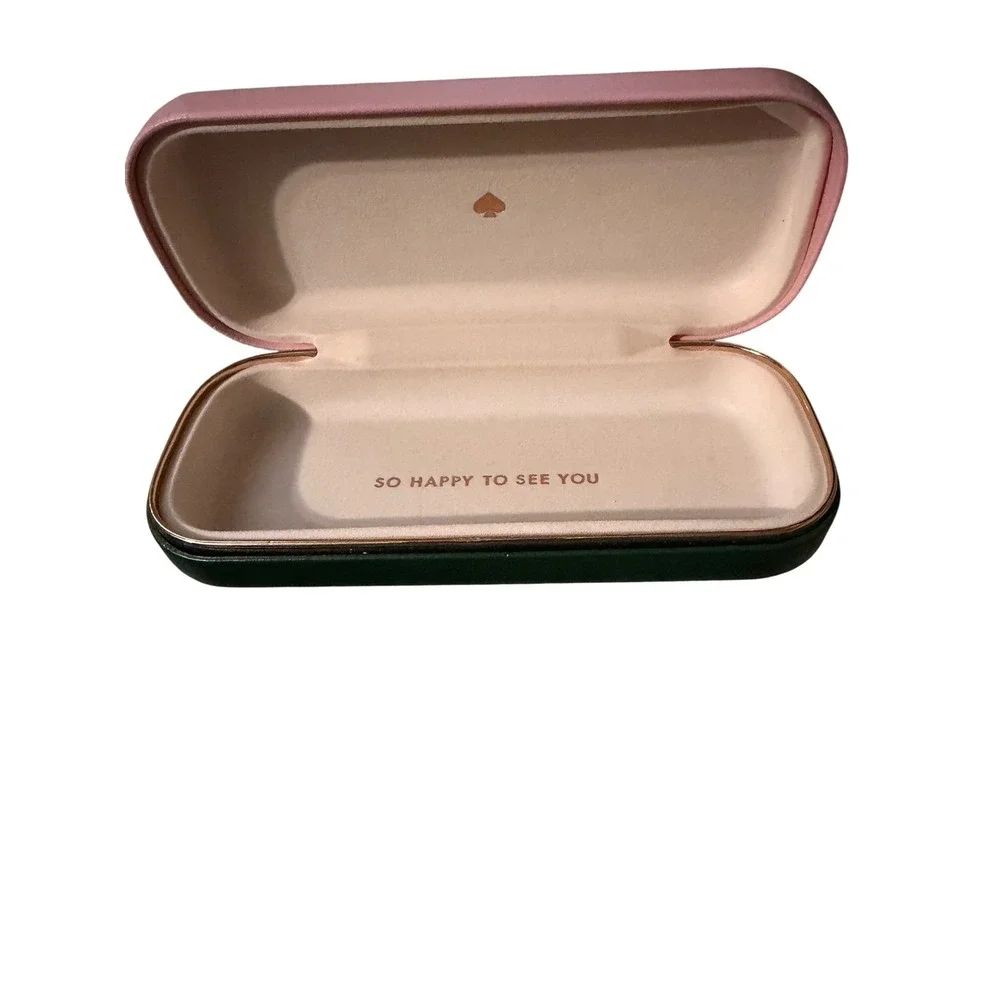 Kate Spade‎ Eyeglasses Case Womens OS Pink Green Good Hard Shell Clam Shell Case